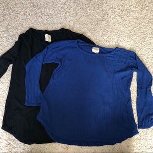 Two waffle knit tops